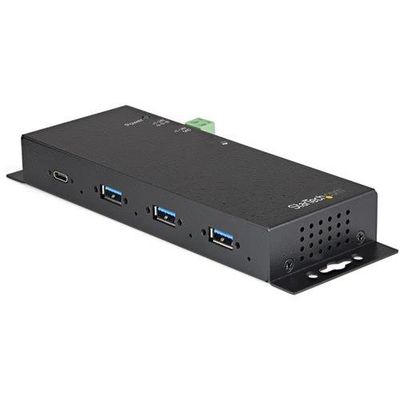 StarTech.com 4-Port USB C Hub 10Gbps - Metal Industrial USB Type-C Hub w/ 3xUSB-A & 1xUSB-C - ESD & Surge Protection - USB-C or USB-A Host - Self-Powered Mountable USB 3.2 Gen 2 Hub - TAA