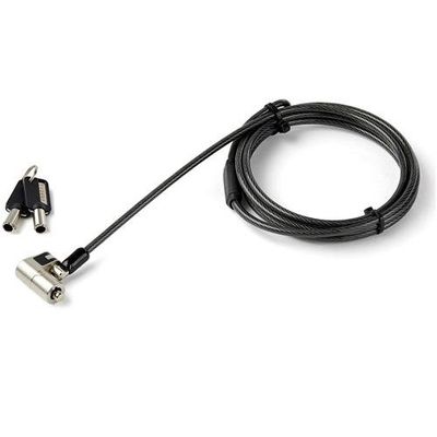 StarTech.com 6.6ft (2m) 3-in-1 Universal Laptop Cable Lock - Keyed Laptop/Desktop Security Cable Lock Compatible w/ K-Slot Nano &amp; Wedge Slot Computer - Anti-Theft Steel Cable Lock with Keys - TAA