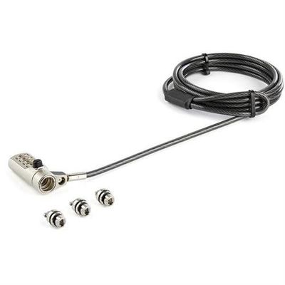 StarTech.com 6.6ft (2m) 3-in-1 Universal Laptop Cable Lock - 4-Digit Combination Laptop/Desktop Security Cable Lock Compatible w/ K-Slot Nano & Wedge Slot Computer - Anti-Theft Steel Cable - TAA
