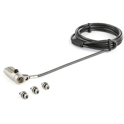 StarTech.com 6.6ft (2m) 3-in-1 Universal Laptop Cable Lock - 4-Digit Combination Laptop/Desktop Security Cable Lock Compatible w/ K-Slot Nano &amp; Wedge Slot Computer - Anti-Theft Steel Cable - TAA - Thumbnail 2