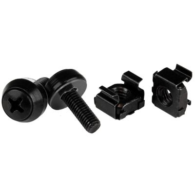 StarTech.com 50-Pack 10-32 12mm Screws Washers and Square Hole Cage Nuts with Installation Tool Hardware Mounting Kit for 19" or 10" Server Racks Cabinets and Enclosures Black - TAA - Thumbnail 2