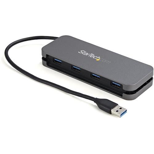StarTech.com 4 Port USB 3.0 Hub - USB-A to 4x USB-A - SuperSpeed 5Gbps Portable USB 3.2 Gen 1 Type-A Hub - USB Bus Powered - Laptop/Desktop USB Hub with Long Cable 28cm & Cable Management - Image 1