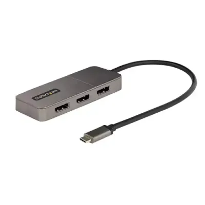 StarTech.com 3-Port USB-C Multi-Monitor Adapter USB Type-C to 3x DisplayPort 1.4 MST Hub Triple 4K 60Hz DP Laptop Display Extender / Splitter HDR Extra-Long Built-In Cable - Windows Only
