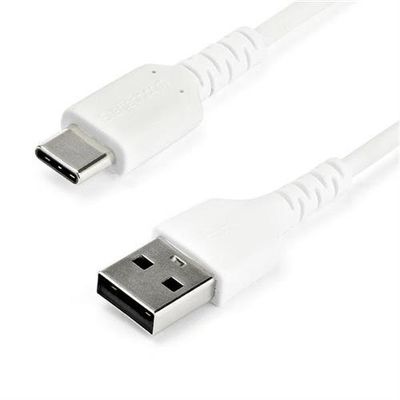 StarTech.com 6.6ft (2m) USB-A to USB-C Fast Charging Cable Rugged Charge & Sync 3A USB 2.0 White TPE Jacket and Aramid Fiber - USB Charging Cord