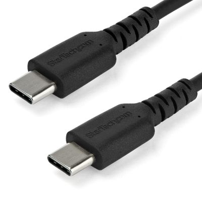 StarTech.com 3ft (1m) USB-C Fast Charging Cable Rugged Charge &amp; Sync 60W (3A) PD USB 2.0 Black TPE Jacket and Aramid Fiber - USB C Charging Cord - Thumbnail 2