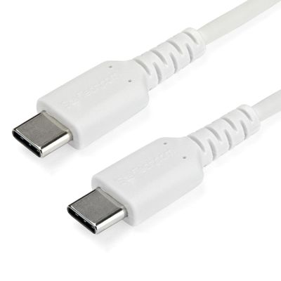 StarTech.com 3ft (1m) USB-C Fast Charging Cable Rugged Charge &amp; Sync 60W (3A) PD USB 2.0 White TPE Jacket and Aramid Fiber - USB C Charging Cord - Thumbnail 2