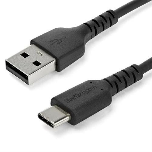 StarTech.com 6.6ft (2m) USB-A to USB-C Fast Charging Cable Rugged Charge & Sync 3A USB 2.0 Black TPE Jacket and Aramid Fiber - USB Charging Cord - Image 1