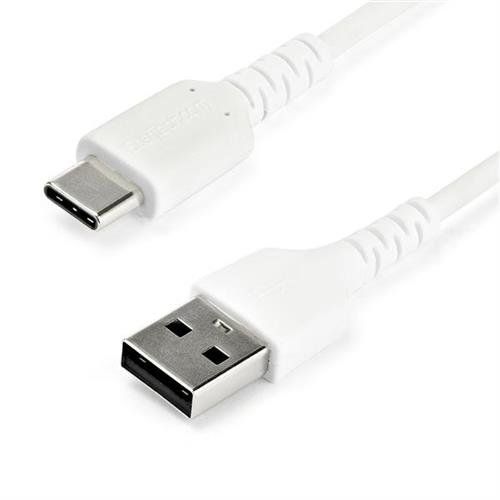 StarTech.com 3ft (1m) USB-A to USB-C Fast Charging Cable Rugged Charge & Sync 3A USB 2.0 White TPE Jacket and Aramid Fiber - USB Charging Cord - Image 1