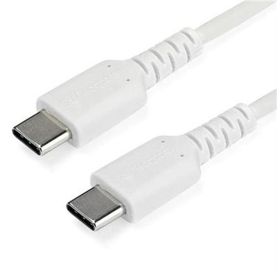 StarTech.com 6.6ft (2m) USB-C Fast Charging Cable Rugged Charge & Sync 60W (3A) PD USB 2.0 White TPE Jacket and Aramid Fiber - USB C Charging Cord