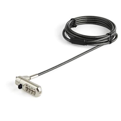 StarTech.com 6.6ft (2m) Laptop Cable Lock - Nano Slot Compatible 4 Digit Combination Security Cable Lock - Anti-Theft Vinyl Coated Steel Cable Lock for Nano Slot Computer/Device - TAA - Image 1