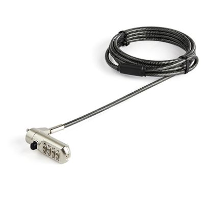 StarTech.com 6.6ft (2m) Laptop Cable Lock - Nano Slot Compatible 4 Digit Combination Security Cable Lock - Anti-Theft Vinyl Coated Steel Cable Lock for Nano Slot Computer/Device - TAA - Thumbnail 2