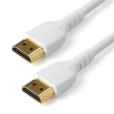 StarTech.com 6ft (2m) Slim HDMI Cable Flexible Premium Certified HDMI 2.0 Cord with Ethernet UHD 4K 60Hz HDR10 Durable Aramid Fiber Design with TPE Jacket White