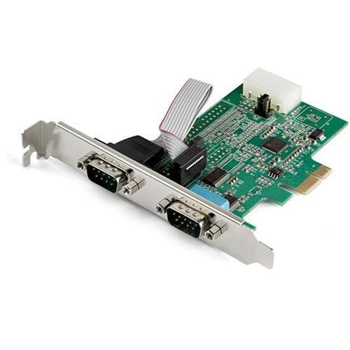 StarTech.com 2-port PCI Express RS232 Serial Adapter Card - PCIe RS232 Serial Host Controller Card - PCIe to Dual Serial DB9 Card - 16950 UART - Expansion Card - Windows & Linux - TAA - Image 1