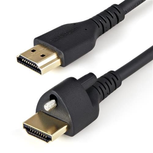 StarTech.com 6ft (2m) Slim HDMI Cable with Locking Screw - 4K 60Hz HDR - High Speed HDMI 2.0 Monitor Cable with Locking Screw Connector for Secure Connection - Slim HDMI Cable with Ethernet - M/M - Image 1