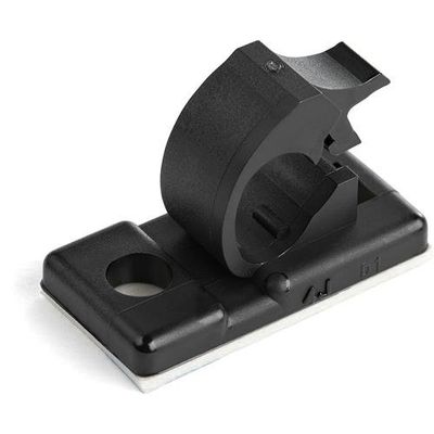 StarTech.com 100 Adhesive Cable Management Clips Black - Network/Ethernet/Office Desk/Computer Cord Organizer - Sticky Cable/Wire Holders - Nylon Self Adhesive Clamp UL/94V-2 Fire Rated - TAA