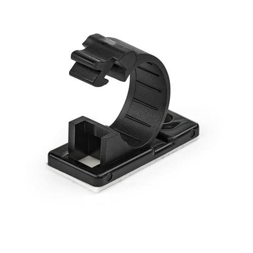 StarTech.com 100 Adhesive Cable Management Clips Black - Network/Ethernet/Office Desk/Computer Cord Organizer - Sticky Cable/Wire Holders - Nylon Self Adhesive Clamp UL/94V-2 Fire Rated - TAA - Image 1