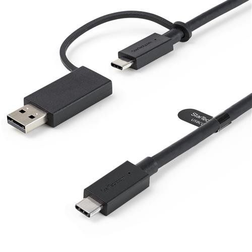 StarTech.com 3.3ft (1m) USB-C Cable with USB-A Adapter Dongle USB 10Gbps/5Gbps 100W (5A) PD 8K 60Hz / 4K 144Hz DP Alt Mode - Thunderbolt Compatible - Image 1
