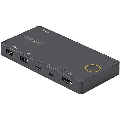 StarTech.com 2 Port Hybrid USB-A + HDMI & USB-C KVM Switch - Single 4K 60Hz HDMI 2.0 Monitor - Compact Desktop and/or Laptop HDMI KVM Switch - USB Bus Powered - Thunderbolt 3 Compatible - Image 1