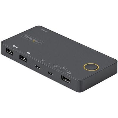 StarTech.com 2 Port Hybrid USB-A + HDMI &amp; USB-C KVM Switch - Single 4K 60Hz HDMI 2.0 Monitor - Compact Desktop and/or Laptop HDMI KVM Switch - USB Bus Powered - Thunderbolt 3 Compatible