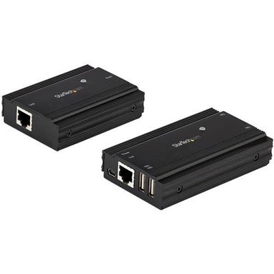 StarTech.com 4-Port USB 2.0 Extender Hub over Single CAT5e/CAT6 Ethernet Cable (RJ45) - 330ft (100m) - USB Extender Hub Adapter Kit - Metal Housing - Externally Powered - 480 Mbps - TAA
