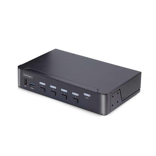 StarTech.com 4-Port DisplayPort KVM Switch 8K 60Hz / 4K 144Hz Single Display DP 1.4 2x USB 3.0 Ports 4x USB 2.0 HID Ports Push-Button & Hotkey Switching TAA Compliant - OS Independent Metal Housing - Image 1