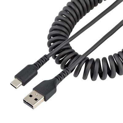 StarTech.com 1.6ft (50cm) USB-A to USB-C Fast Charging Cable Rugged Coiled Charge & Sync 3A USB 2.0 TPE Jacket and Aramid Fiber - USB Charging Cord