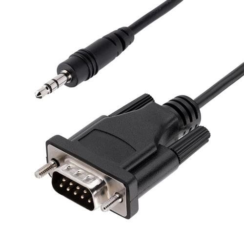 StarTech.com 3ft (1m) DB9 to 3.5mm Serial Cable for Serial Device Configuration RS232 DB9 Male to 3.5mm Cable Used for Calibrating Projectors Digital Signage TVs via Audio Jack - Image 1
