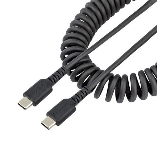 StarTech.com 3ft (1m) USB-C Fast Charging Cable Rugged Coiled Charge & Sync 3A USB 2.0 TPE Jacket and Aramid Fiber - USB C Charging Cord - Image 1