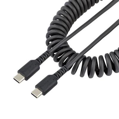 StarTech.com 3ft (1m) USB-C Fast Charging Cable Rugged Coiled Charge & Sync 3A USB 2.0 TPE Jacket and Aramid Fiber - USB C Charging Cord