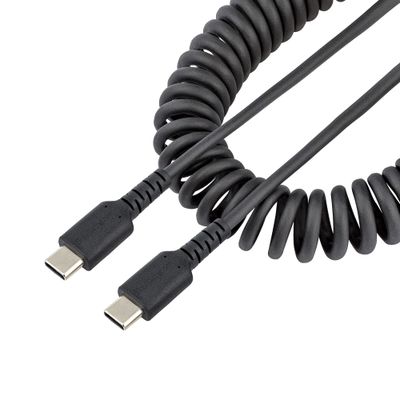 StarTech.com 3ft (1m) USB-C Fast Charging Cable Rugged Coiled Charge &amp; Sync 3A USB 2.0 TPE Jacket and Aramid Fiber - USB C Charging Cord - Thumbnail 2
