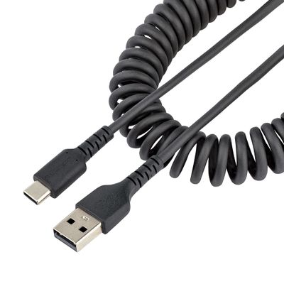 StarTech.com 3.3ft (1m) USB-A to USB-C Fast Charging Cable Rugged Coiled Charge &amp; Sync 3A USB 2.0 TPE Jacket and Aramid Fiber - USB Charging Cord - Thumbnail 2