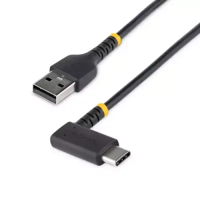 StarTech.com 3ft (1m) USB-A to USB-C Fast Charging Cable Rugged Right-Angled Charge & Sync 3A USB 2.0 TPE Jacket and Aramid Fiber - USB Charging Cord