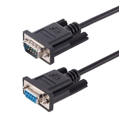 StarTech.com 3m RS232 Serial Null Modem Cable Crossover Serial Cable w/Al-Mylar Shielding DB9 Serial COM Port Cable Female to Male Compatible w/DTE Devices Black F/M - Thumbnail 2