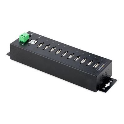 StarTech.com 10-Port Industrial USB 2.0 Hub Rugged USB Hub w/ESD Level 4 Protection DIN/Wall/Desk-Mountable USB-A HUB USB Port Expander w/Lockable Ports Multiport USB Hub