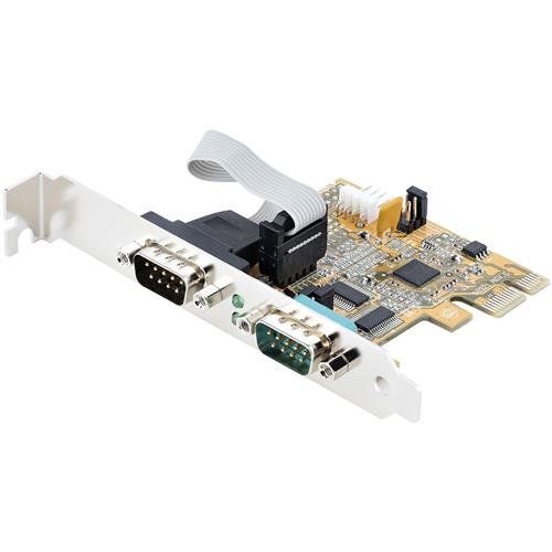 StarTech.com 2-Port PCI Express Serial Card Dual Port PCIe to RS232 (DB9) Serial Card 16C1050 UART Standard or Low Profile Brackets COM Retention For Windows & Linux - TAA - Image 1