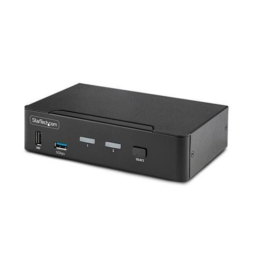 StarTech.com 2-Port DisplayPort KVM Switch 8K 60Hz / 4K 144Hz Single Display DP 1.4 2x USB 3.0 Ports 4x USB 2.0 HID Ports Push-Button & Hotkey Switching TAA Compliant - OS Independent Metal Housing - Image 1