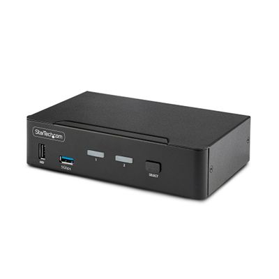 StarTech.com 2-Port DisplayPort KVM Switch 8K 60Hz / 4K 144Hz Single Display DP 1.4 2x USB 3.0 Ports 4x USB 2.0 HID Ports Push-Button &amp; Hotkey Switching TAA Compliant - OS Independent Metal Housing - Thumbnail 2