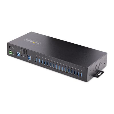 StarTech.com 16-Port Industrial USB 3.0 Hub 5Gbps Metal DIN/Surface/Rack Mountable ESD Protection Terminal Block Power up to 120W Shared USB Charging Dual-Host Hub/Switch - TAA - Thumbnail 2