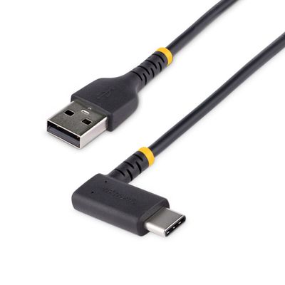 StarTech.com 6.6ft (2m) USB-A to USB-C Fast Charging Cable Rugged Right-Angled Charge &amp; Sync 3A USB 2.0 TPE Jacket and Aramid Fiber - USB Charging Cord - Thumbnail 2