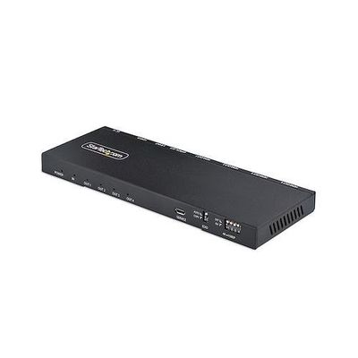 StarTech.com 4-Port HDMI Splitter 4K 60Hz HDMI 2.0 Video 4K HDMI Splitter w/ Built-in Scaler HDMI Splitter 1 In 4 Out 3.5mm/Optical Audio Port HDMI Display/Output Splitter HDMI 4x HDMI 2.0b 3840 x 2160 pixels Black Metal