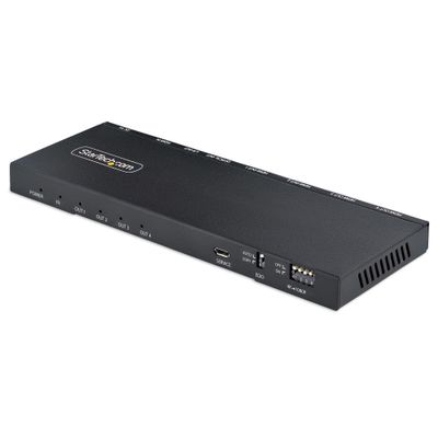 StarTech.com 4-Port HDMI Splitter 4K 60Hz HDMI 2.0 Video 4K HDMI Splitter w/ Built-in Scaler HDMI Splitter 1 In 4 Out 3.5mm/Optical Audio Port HDMI Display/Output Splitter HDMI 4x HDMI 2.0b 3840 x 2160 pixels Black Metal - Thumbnail 2