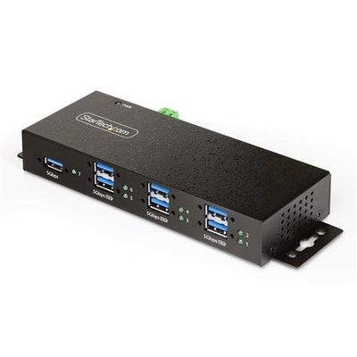 StarTech.com 7-Port Managed USB Hub with 7x USB-A Heavy Duty with Metal Industrial Housing ESD &amp; Surge Protection Wall/Desk/Din-Rail Mountable USB 3.0/3.1/3.2 Gen 1 5Gbps - TAA