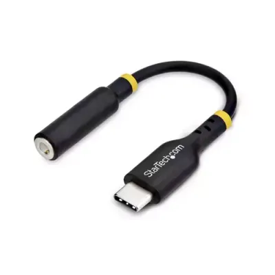 StarTech.com 5in (12.7cm) USB-C to 3.5mm TRRS Headphone/Headset Jack Audio Adapter USB Type-C Aux Dongle 32-bit DAC Supports USB-C/Thunderbolt Laptop/Phone/Tablet