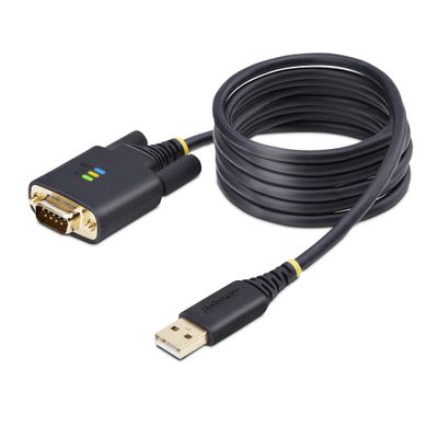 StarTech.com 6.6ft (2m) USB to Serial Adapter Cable COM Retention Interchangeable Screws/Nuts USB-A to DB9 RS232 FTDI IC ESD Protection Windows/macOS/Linux - Thumbnail 2