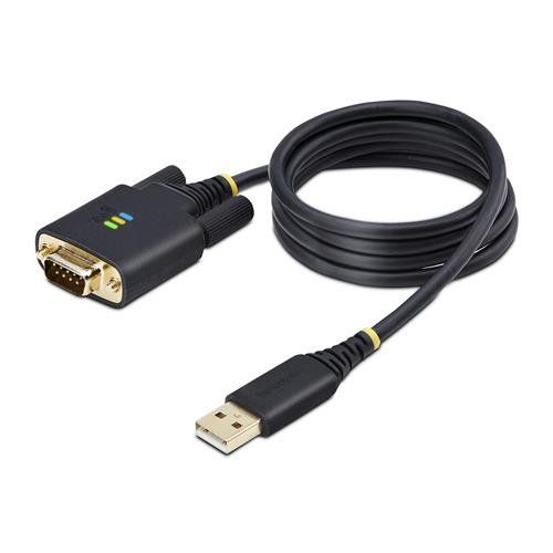 StarTech.com 3.3ft (1m) USB to Serial Adapter Cable COM Retention Interchangeable Screws/Nuts USB-A to DB9 RS232 FTDI IC ESD Protection Windows/macOS/Linux - Image 1