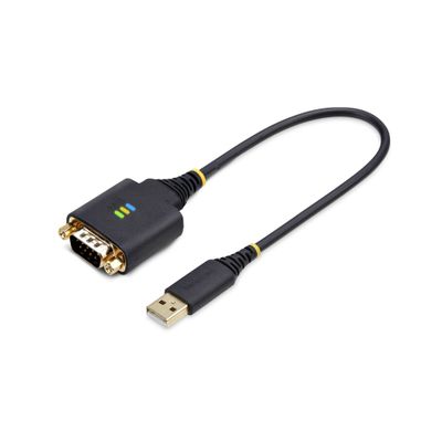 StarTech.com 1ft (30cm) USB to Serial Adapter Cable COM Retention Interchangeable Nuts/Screws USB-A to DB9 RS232 FTDI IC ESD Protection Windows/macOS/Linux - Thumbnail 2