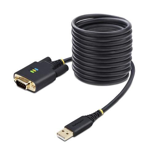 StarTech.com 10ft (3m) USB to Serial Adapter Cable COM Retention Interchangeable Screws/Nuts USB-A to DB9 RS232 FTDI IC ESD Protection Windows/macOS/Linux - Image 1