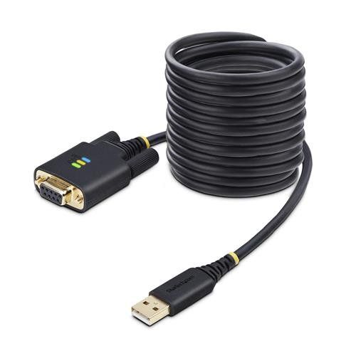 StarTech.com 10ft (3m) USB to Null Modem Serial Adapter Cable Interchangeable DB9 Screws/Nuts COM Retention USB-A to RS232 FTDI Level-4 ESD Protection Windows/macOS/ChromeOS/Linux - Rugged TPE Construction - Image 1