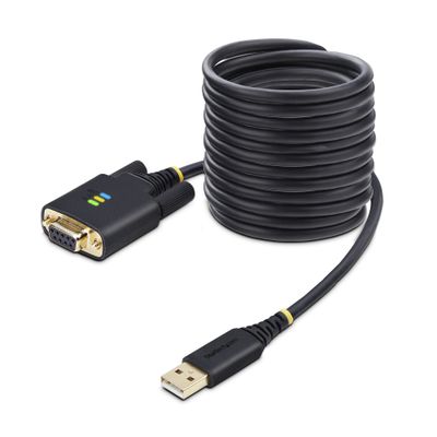 StarTech.com 10ft (3m) USB to Null Modem Serial Adapter Cable Interchangeable DB9 Screws/Nuts COM Retention USB-A to RS232 FTDI Level-4 ESD Protection Windows/macOS/ChromeOS/Linux - Rugged TPE Construction - Thumbnail 2