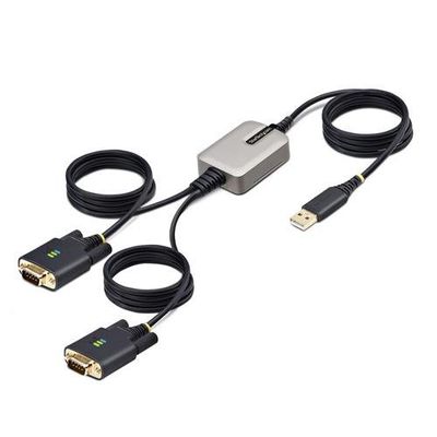 StarTech.com 13ft (4m) 2-Port USB to Serial Adapter Cable Interchangeable DB9 Screws/Nuts COM Retention USB-A to DB9 RS232 FTDI Level-4 ESD Protection Windows/macOS/ChromeOS/Linux - Rugged TPE Construction